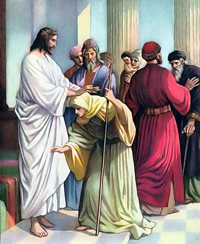 Jesus heals crippled woman