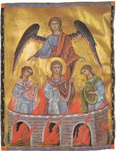 Three men in the fire