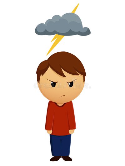 Boy under cloud